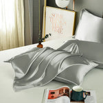 Grey Luxury Double-Sided Satin Silk Pillowcase - Summer Cooling Polyester Pillow Cover Set(Without Pillow Core) - Home