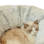 Grey Luxury Plush Cat Bed with Hidden Tunnel - Soft Round Pet Bed for Cats and Small Dogs - Pet Care > Cat Supplies >
