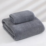 Grey Luxury White Bath Towel and Hand Towel Set - Ultra Soft and Absorbent - Home & Garden > Bathroom Accessories >