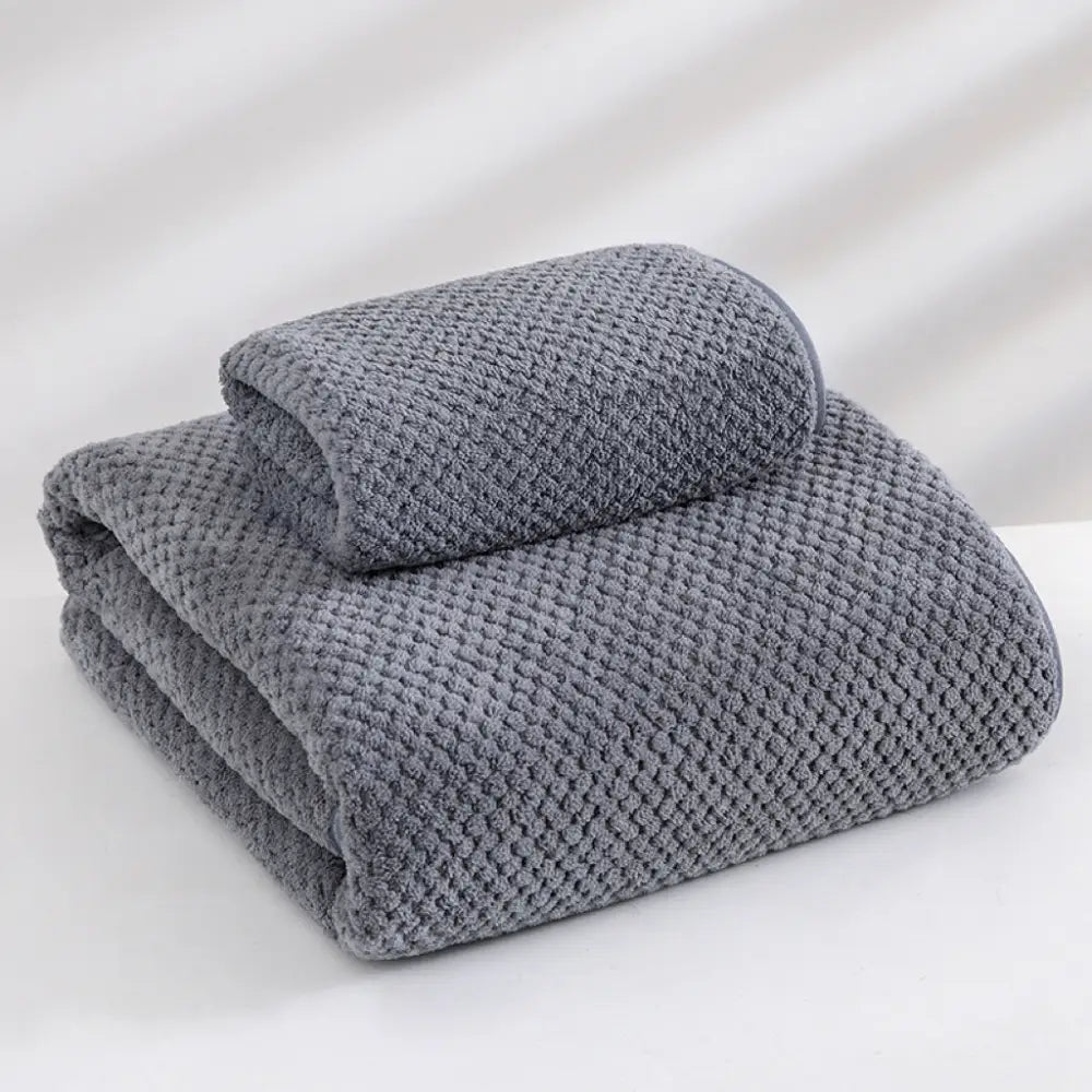 Grey Luxury White Bath Towel and Hand Towel Set - Ultra Soft and Absorbent - Home & Garden > Bathroom Accessories >