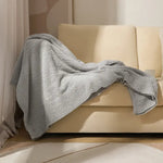 Grey Plush Solid Color Knitted Blanket for Sofa and Office - Cozy Comfort - Home & Garden > Bedding > Blankets & Throws