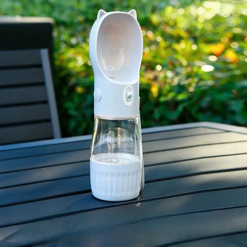 Grey Portable Pet Water and Food Bottle 250ML Water and 180ML Food Capacity Leak-Proof Design - Pet Care > Cat Supplies