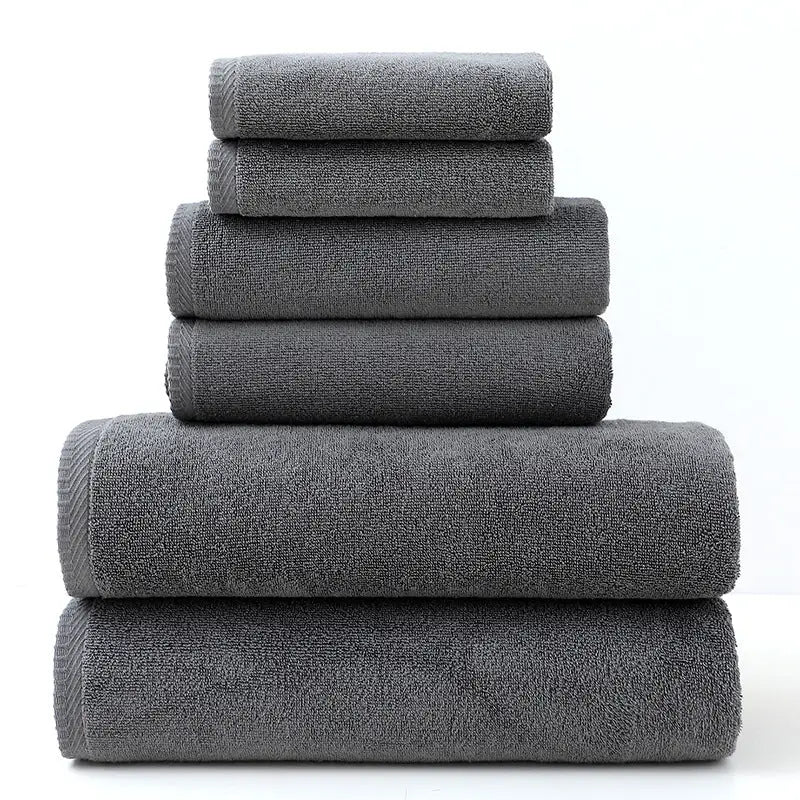 Grey Premium Cotton Towel Set - 6 Pieces Soft & Absorbent Bath Towels for Adults - Home & Garden > Bathroom Accessories