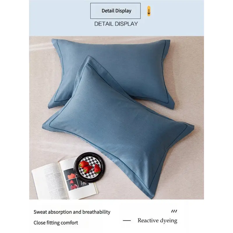Grey Pure Cotton Flannel Pillowcase Set - Soft Thickened Solid Color (Pair 48x74cm) - Home & Garden > Bedding >