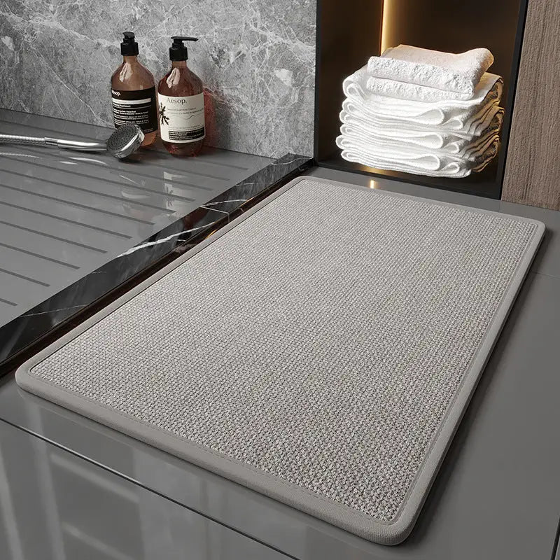 Grey Quick Dry Bathroom Rug - Non-Slip PVC Foam Super Absorbent 50x80cm - Home & Garden > Bathroom Accessories > Bath