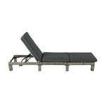 Grey Rattan Sunbed with Adjustable Recline - Furniture > Outdoor