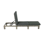 Grey Rattan Sunbed with Adjustable Recline - Furniture > Outdoor