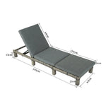 Grey Rattan Sunbed with Adjustable Recline - Furniture > Outdoor