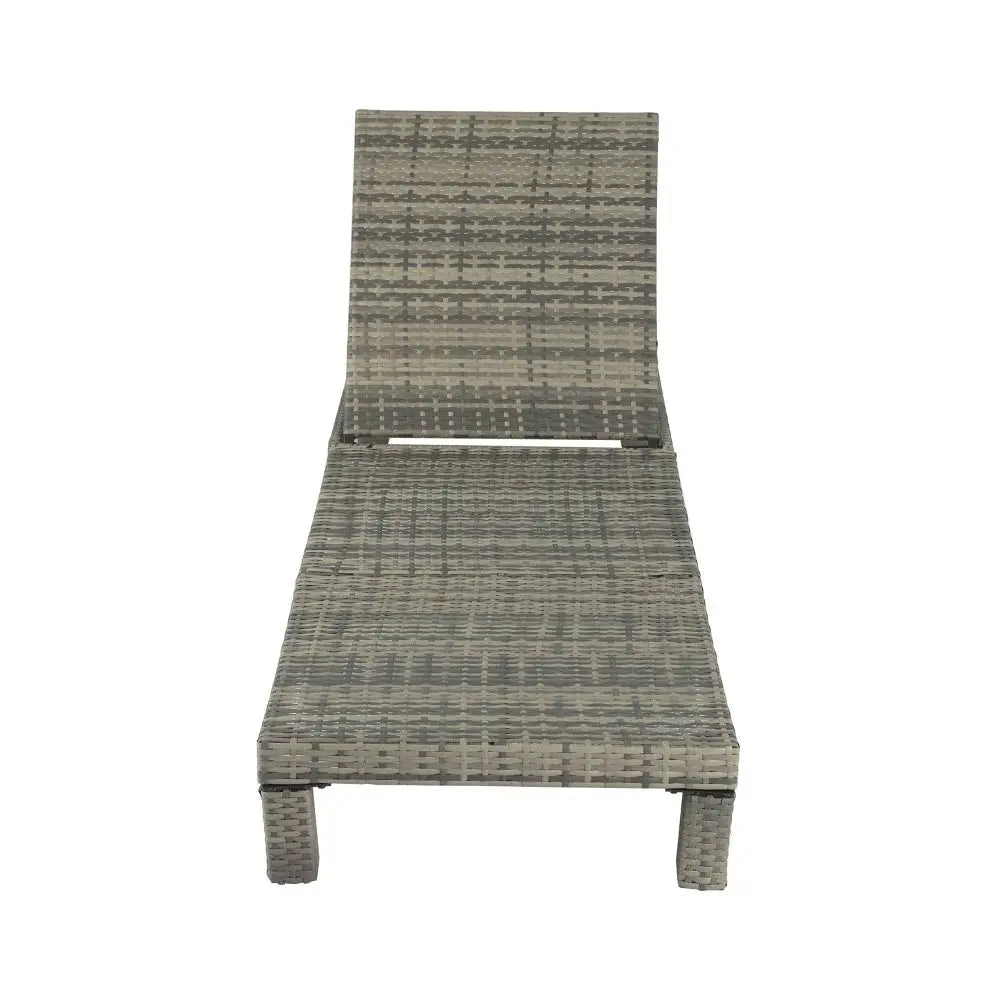 Grey Rattan Sunbed with Adjustable Recline - Furniture > Outdoor