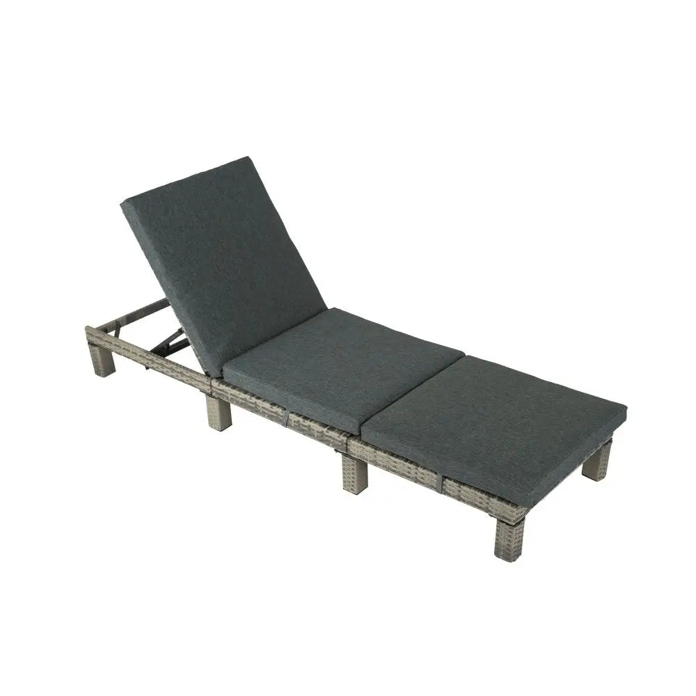 Grey Rattan Sunbed with Adjustable Recline - Furniture > Outdoor