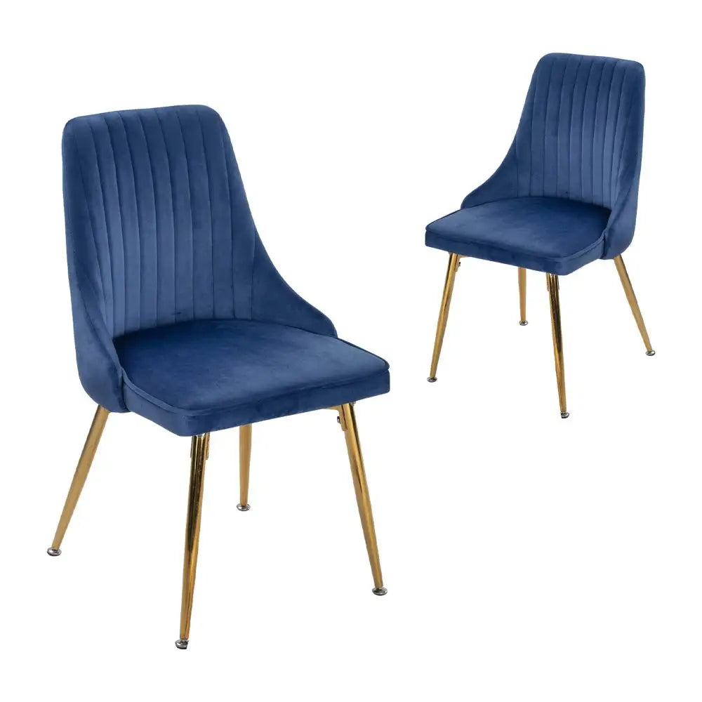 Grey Rectangular Dining Table with 4x Blue Velvet Chairs - Furniture > Dining