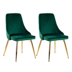 Grey Rectangular Dining Table with 4x Green Velvet Chairs - Furniture > Dining