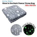 Grey Stars Glow in the Dark Throw Rug 125x152 cm - Home & Garden > Bedding