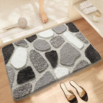 Grey Stone Bath Mat - Super Absorbent Non-Slip Bathroom Floor Mat - 40x60cm - Home & Garden > Bathroom Accessories >