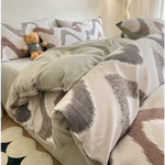 Grey Thick Brushed Cotton 4-Piece Bed Sheet Set (1.5m Bed) - Fits 200x230cm Duvet - Home & Garden > Bedding > Duvet