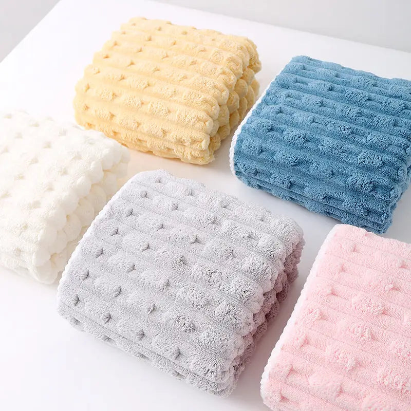 Grey Thickened Coral Fleece Towel Set Large Bath Towel & Face Towel Combo Soft & Absorbent Towels for Home Use - Home &