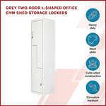 Grey Two-Door L-shaped Office Gym Shed Storage Lockers - Furniture > Office