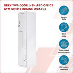 Grey Two-Door L-shaped Office Gym Shed Storage Lockers - Furniture > Office