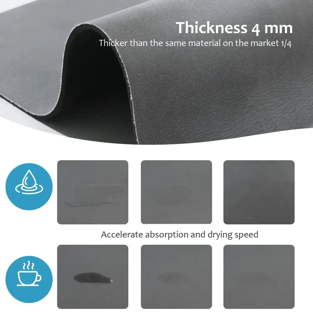 Grey Waterproof Quick-Dry Kitchen Mat - Non-Slip Rubber Base Absorbent Technology Fabric 4mm Thick - Home & Garden >
