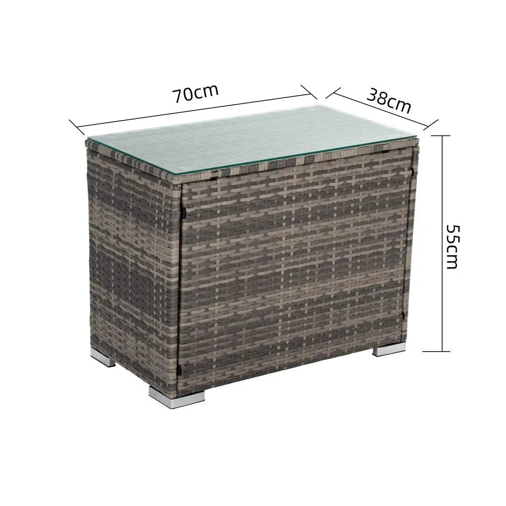 Grey Wicker End Table - Furniture > Outdoor