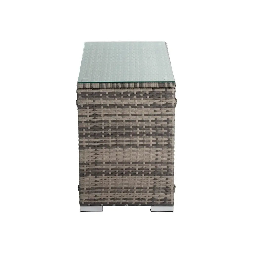 Grey Wicker End Table - Furniture > Outdoor
