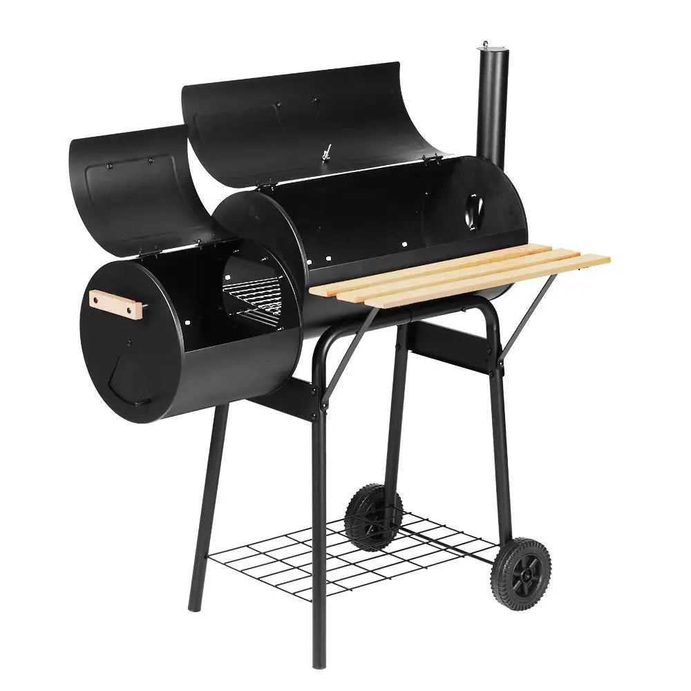 Grillz BBQ Grill 2-In-1 Offset Charcoal Smoker - Home & Garden > BBQ