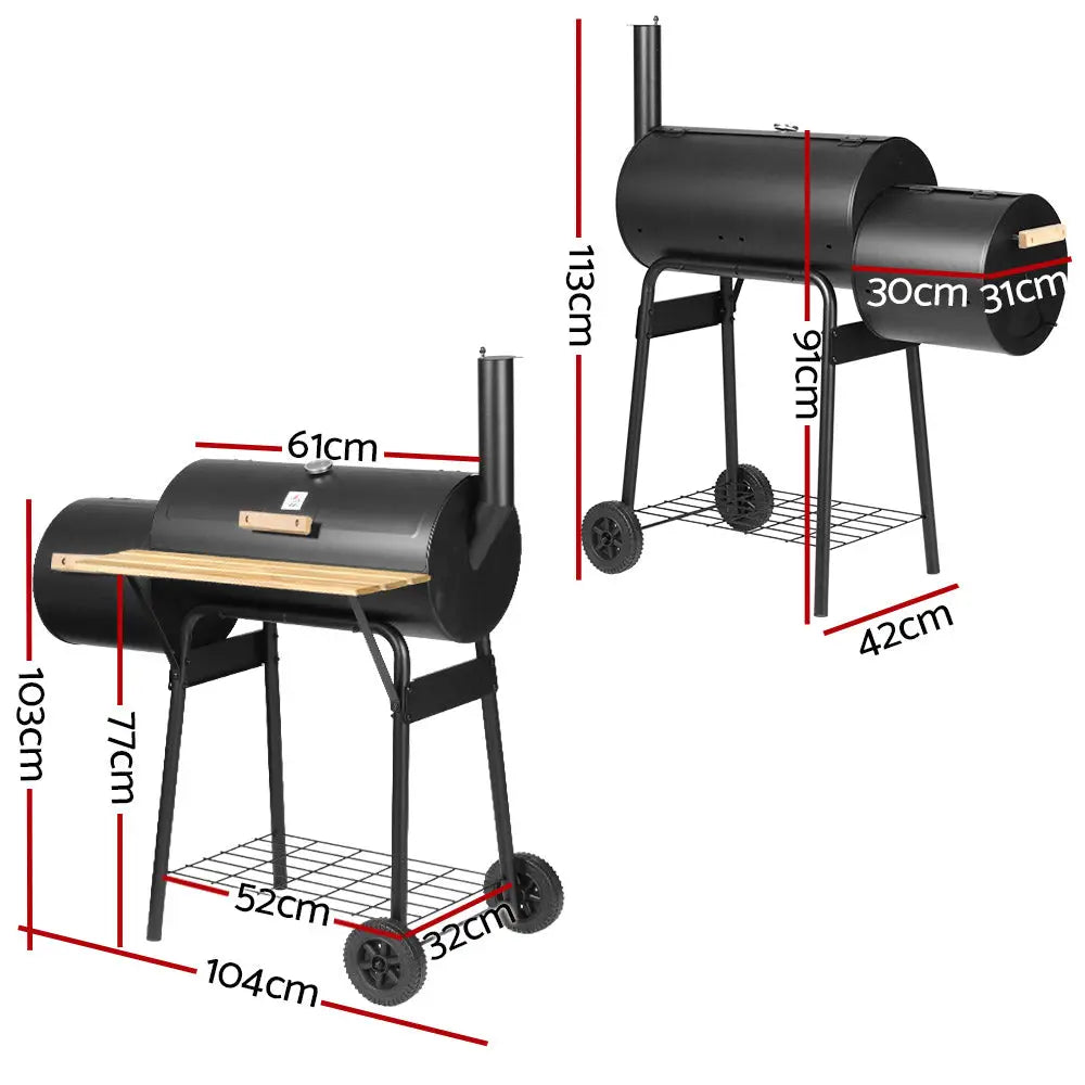 Grillz BBQ Grill 2-In-1 Offset Charcoal Smoker - Home & Garden > BBQ