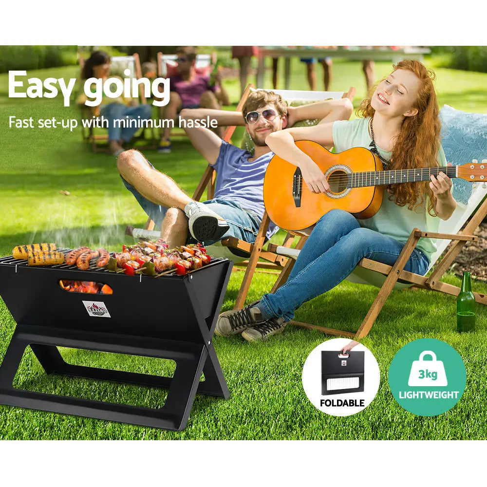 Grillz BBQ Grill Charcoal Smoker Foldable - Home & Garden > BBQ