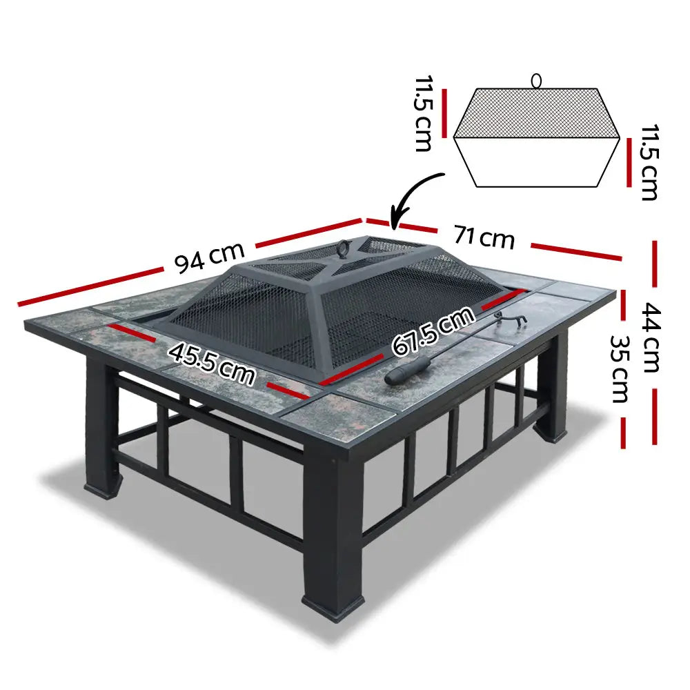 Grillz Fire Pit BBQ Grill Ice Bucket 3-In-1 Table - Home & Garden > Firepits