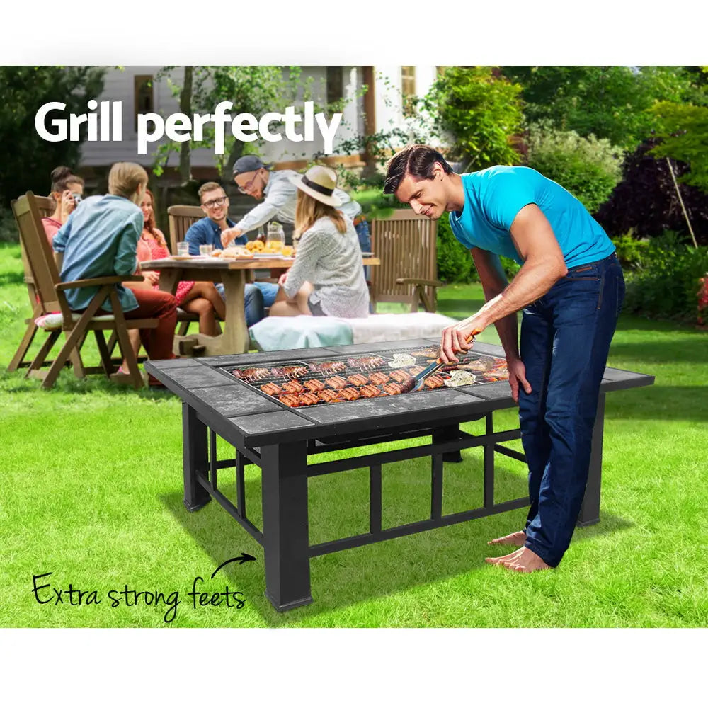 Grillz Fire Pit BBQ Grill Ice Bucket 3-In-1 Table - Home & Garden > Firepits