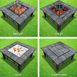 Grillz Fire Pit BBQ Grill Ice Bucket 4-In-1 Table - Home & Garden > Firepits