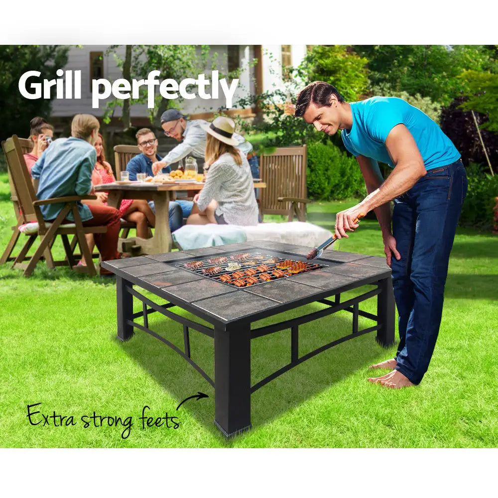 Grillz Fire Pit BBQ Grill Ice Bucket 4-In-1 Table - Home & Garden > Firepits