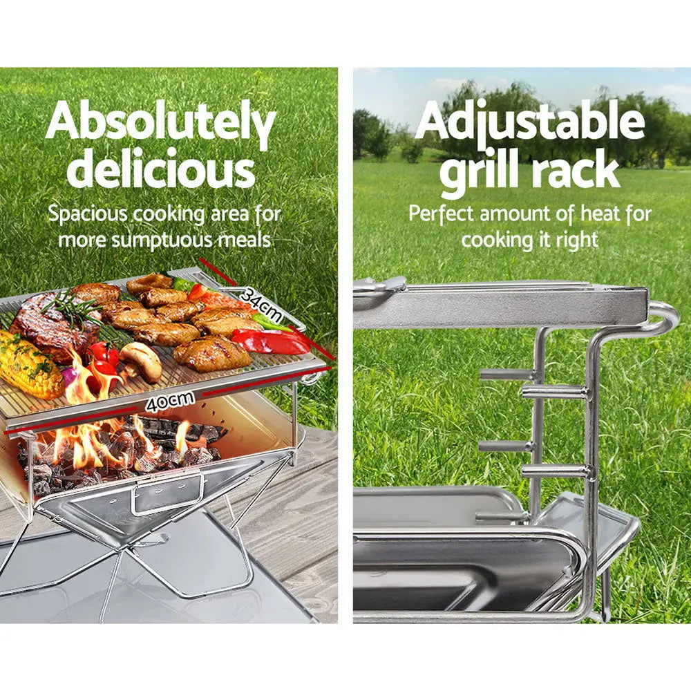Grillz Fire Pit BBQ Grill with Carry Bag Camping - Home & Garden > BBQ