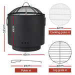 Grillz Fire Pit BBQ Portable Deep Bowl Outdoor Fireplace - Home & Garden > Firepits > Fire Pits