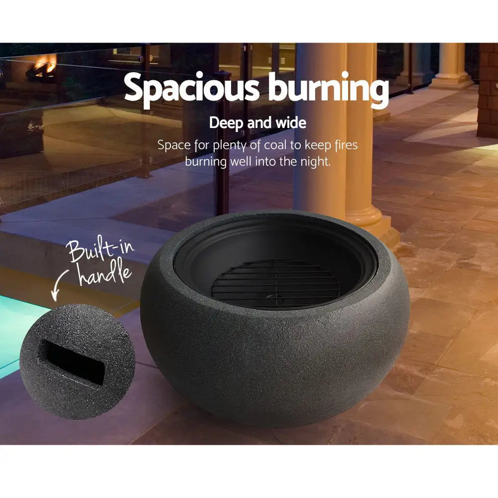 Grillz Fire Pit Bowl Black 61cm - Home & Garden > Firepits