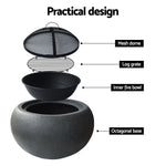 Grillz Fire Pit Bowl Black 61cm - Home & Garden > Firepits