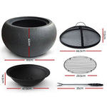 Grillz Fire Pit Bowl Black 61cm - Home & Garden > Firepits