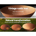 Grillz Fire Pit Cast Iron Rustic 70cm - Home & Garden > Firepits