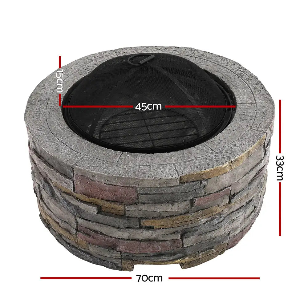 Grillz Fire Pit Table Round 70cm - Home & Garden > Firepits