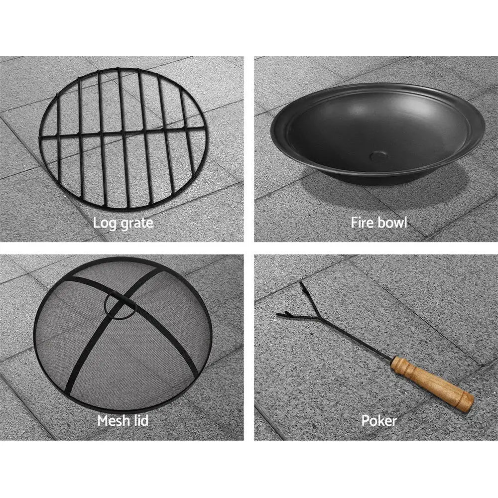 Grillz Fire Pit Table Round 70cm - Home & Garden > Firepits