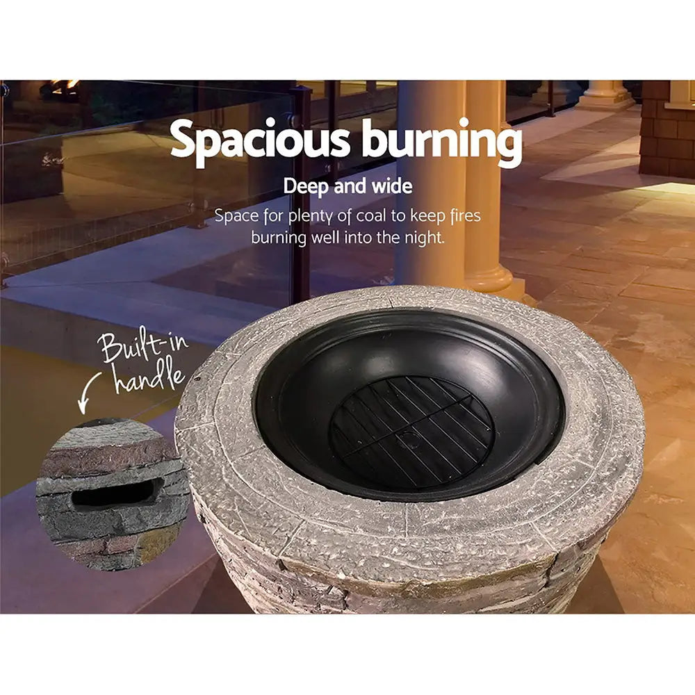 Grillz Fire Pit Table Round 70cm - Home & Garden > Firepits