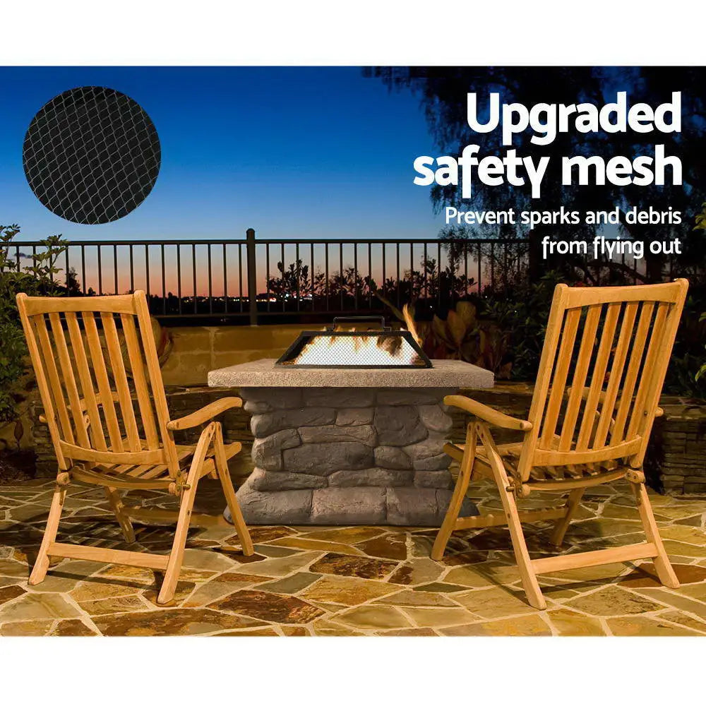 Grillz Fire Pit Table Square 55cm - Home & Garden > Firepits