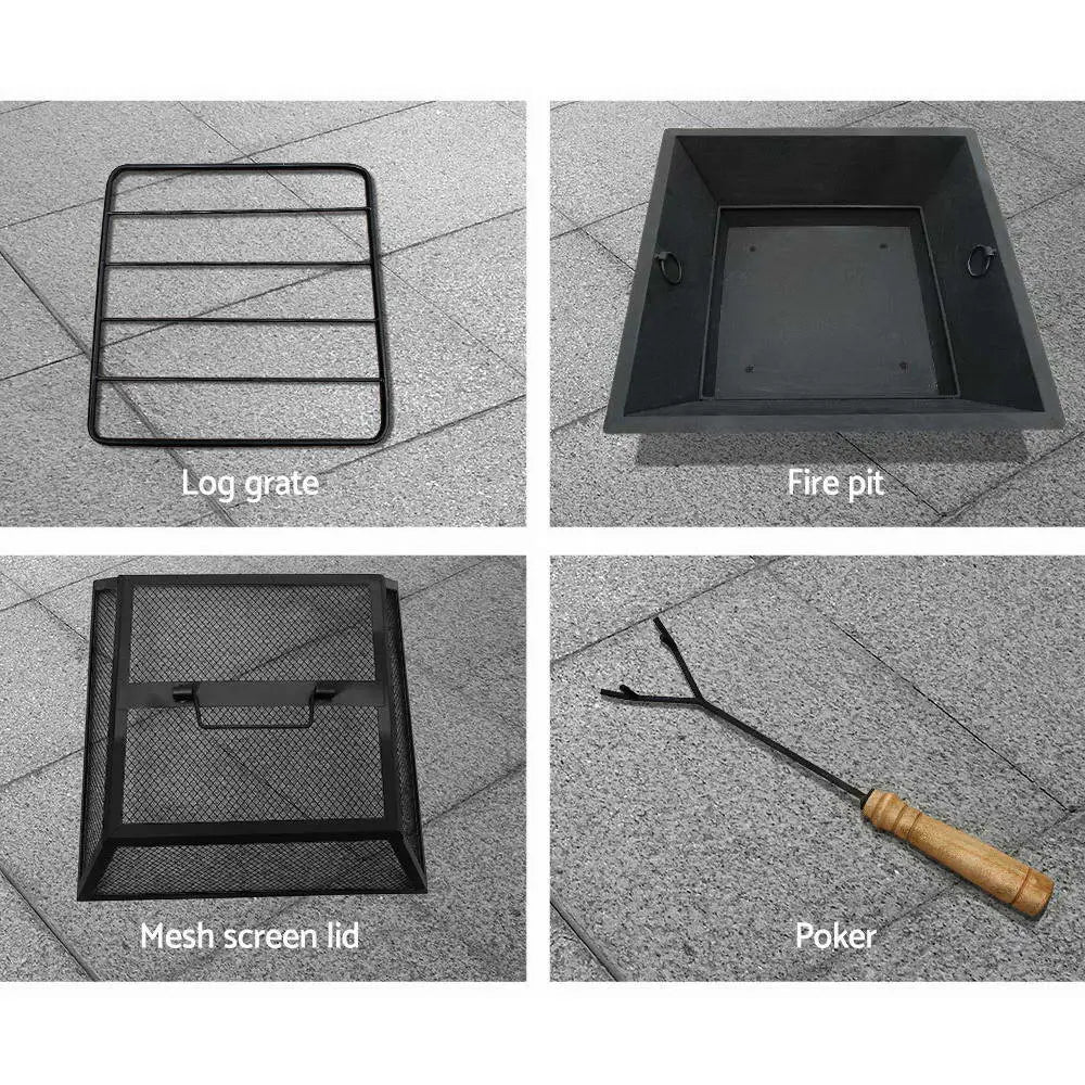Grillz Fire Pit Table Square 55cm - Home & Garden > Firepits