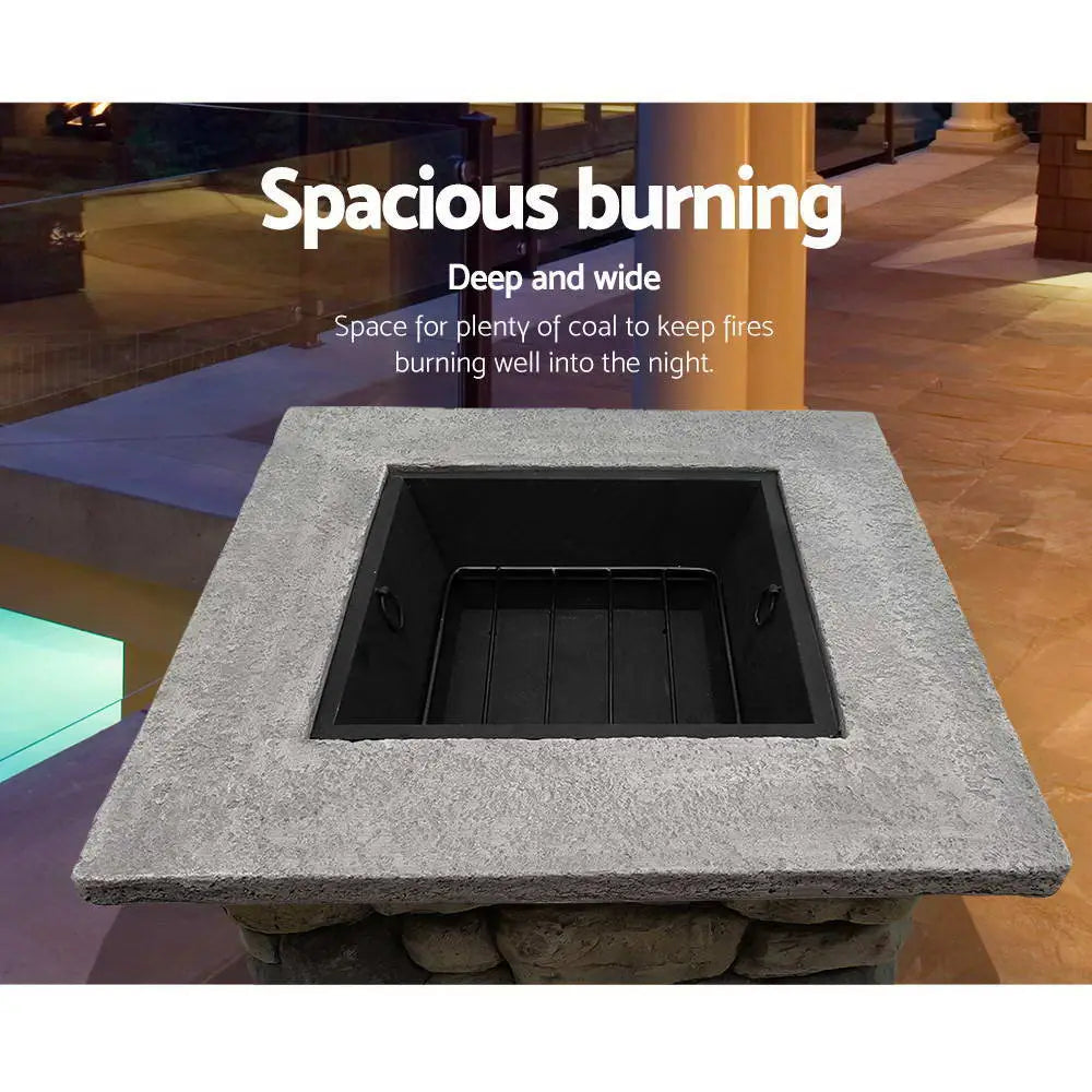 Grillz Fire Pit Table Square 55cm - Home & Garden > Firepits
