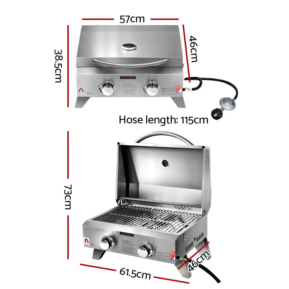 Grillz Portable Gas BBQ Grill 2 Burners - Home & Garden > BBQ