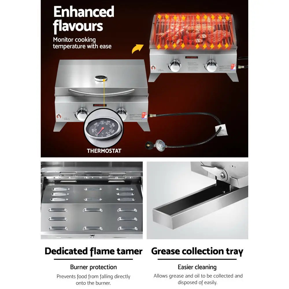 Grillz Portable Gas BBQ Grill 2 Burners - Home & Garden > BBQ