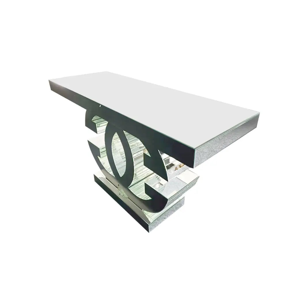 Hall Table MDF & Mirror & Crushed Acrylic Diamonds Silver Colour - Furniture > Dining > Buffets & Sideboards