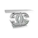 Hall Table MDF & Mirror & Crushed Acrylic Diamonds Silver Colour - Furniture > Dining > Buffets & Sideboards