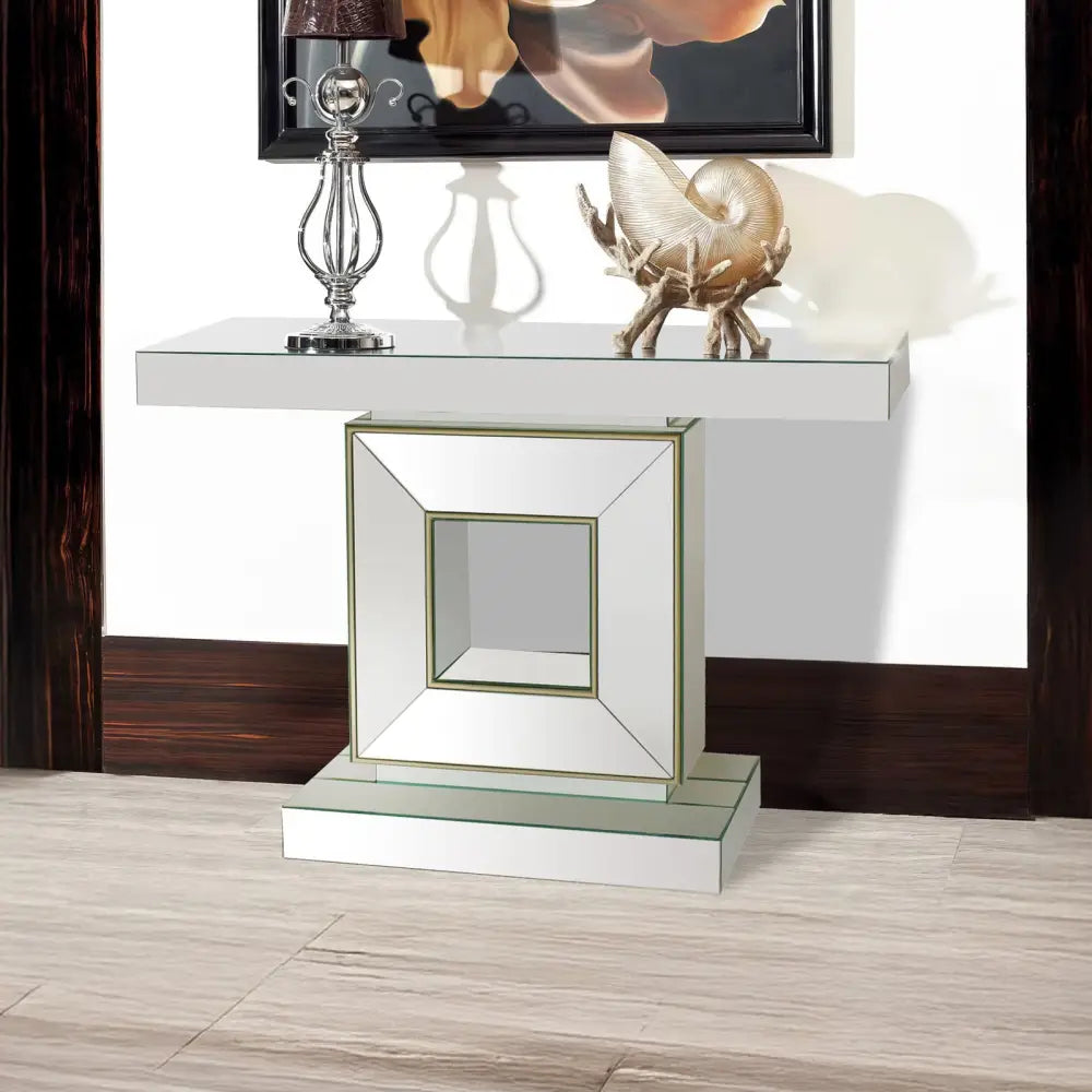 Hall Table Rectangular Shape MDF & Mirror Attractive Base - Furniture > Dining > Buffets & Sideboards