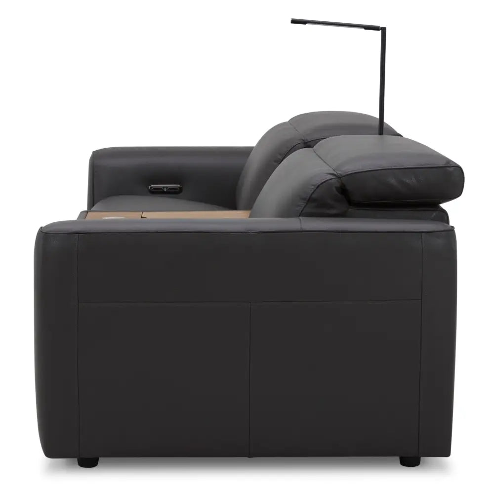 Hallie 2 Seater Genuine Leather Sofa Lounge Electric Powered Recliner Graphite - Furniture > Sofas